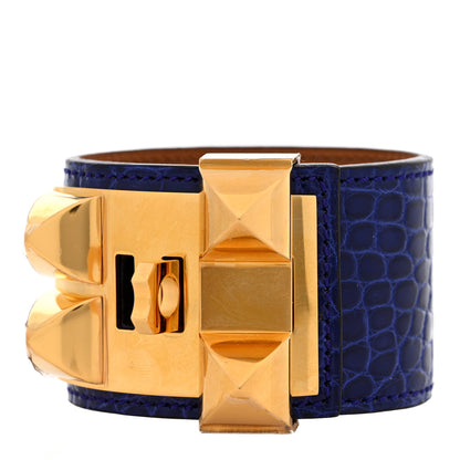Hermes Shiny Alligator Collier De Chien CDC Bracelet S Bleu Electrique 3 of 5
