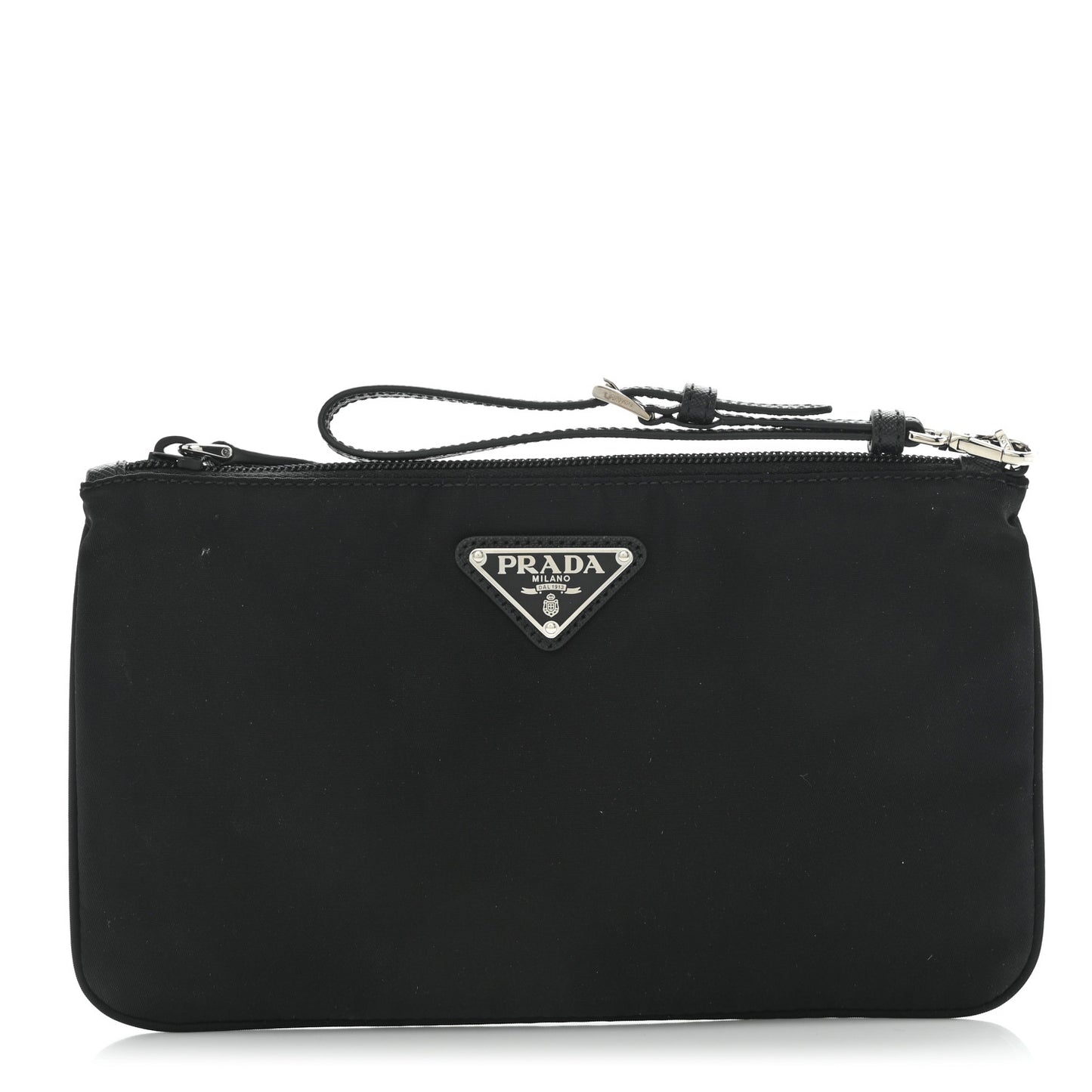 Re-Nylon Saffiano Pouch Wristlet Black