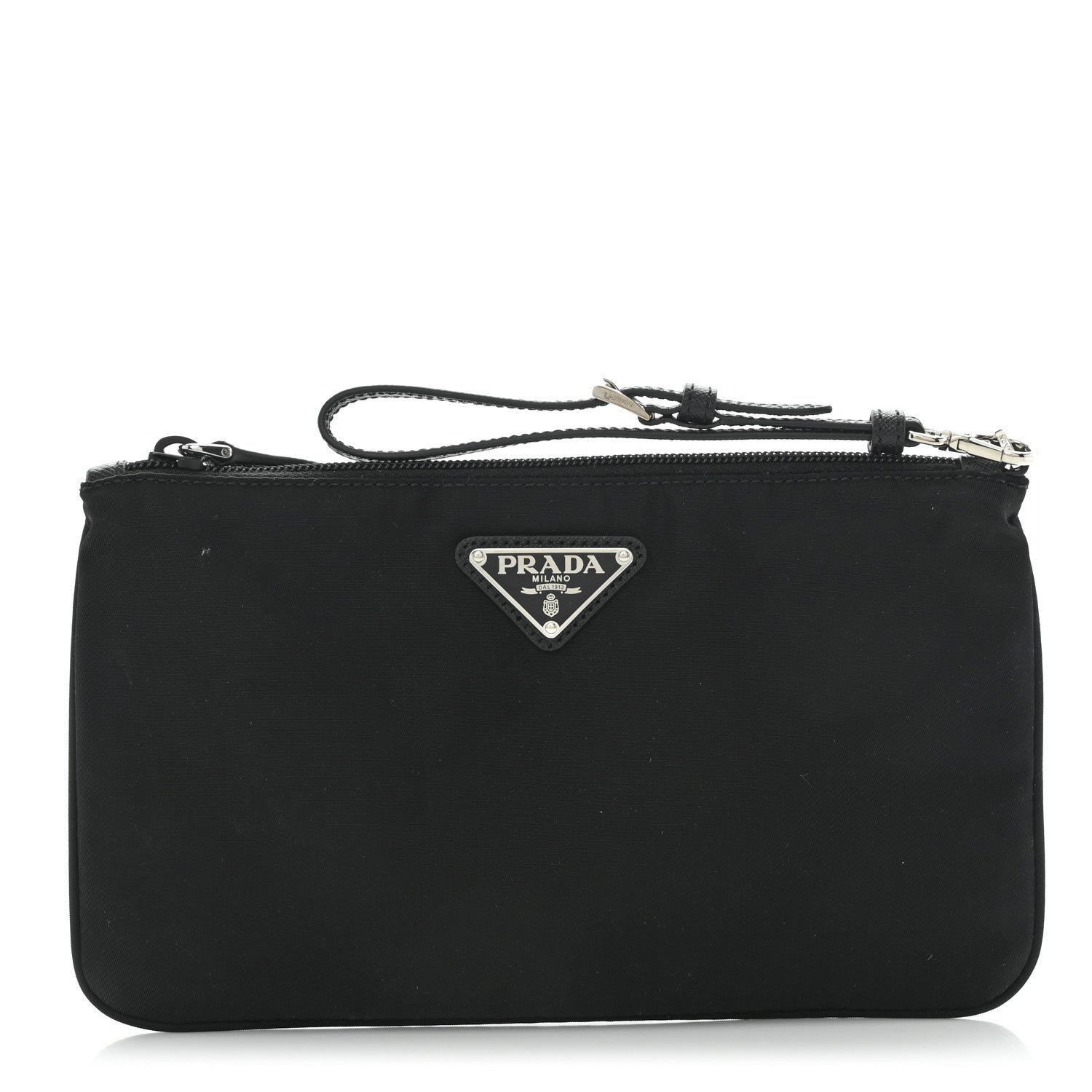 Prada Re-Nylon Saffiano Pouch Wristlet Black 1 of 9