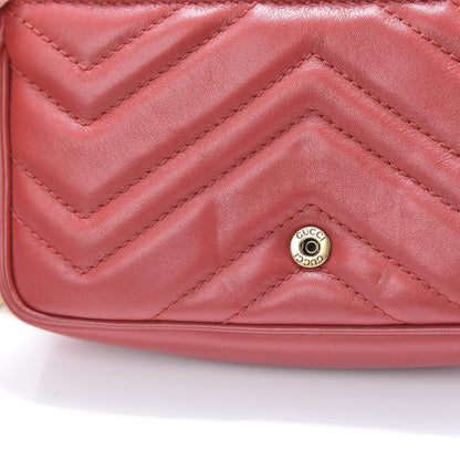 Gucci Calfskin Matelasse Super Mini GG Marmont Shoulder Bag Hibiscus Red 10 of 11