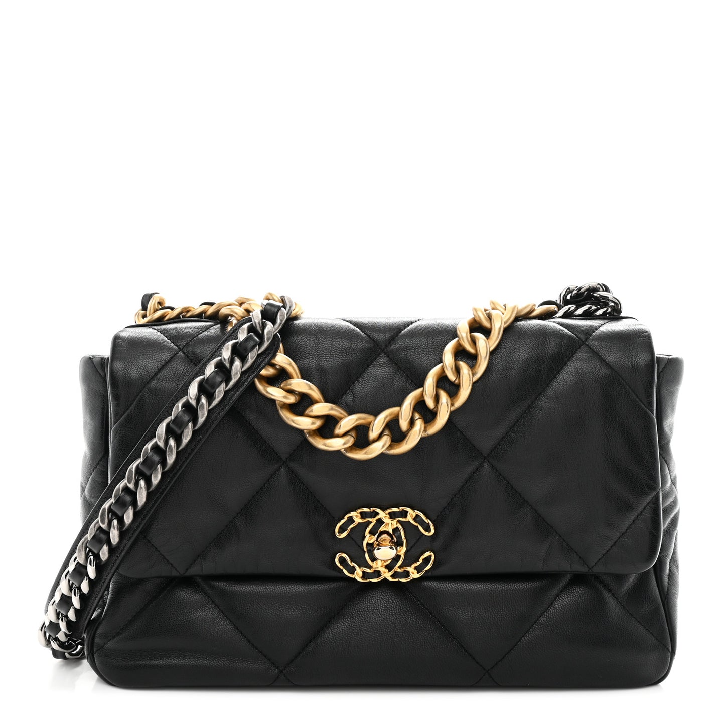 Goatskin Quilted Large Chanel 19 Flap Black