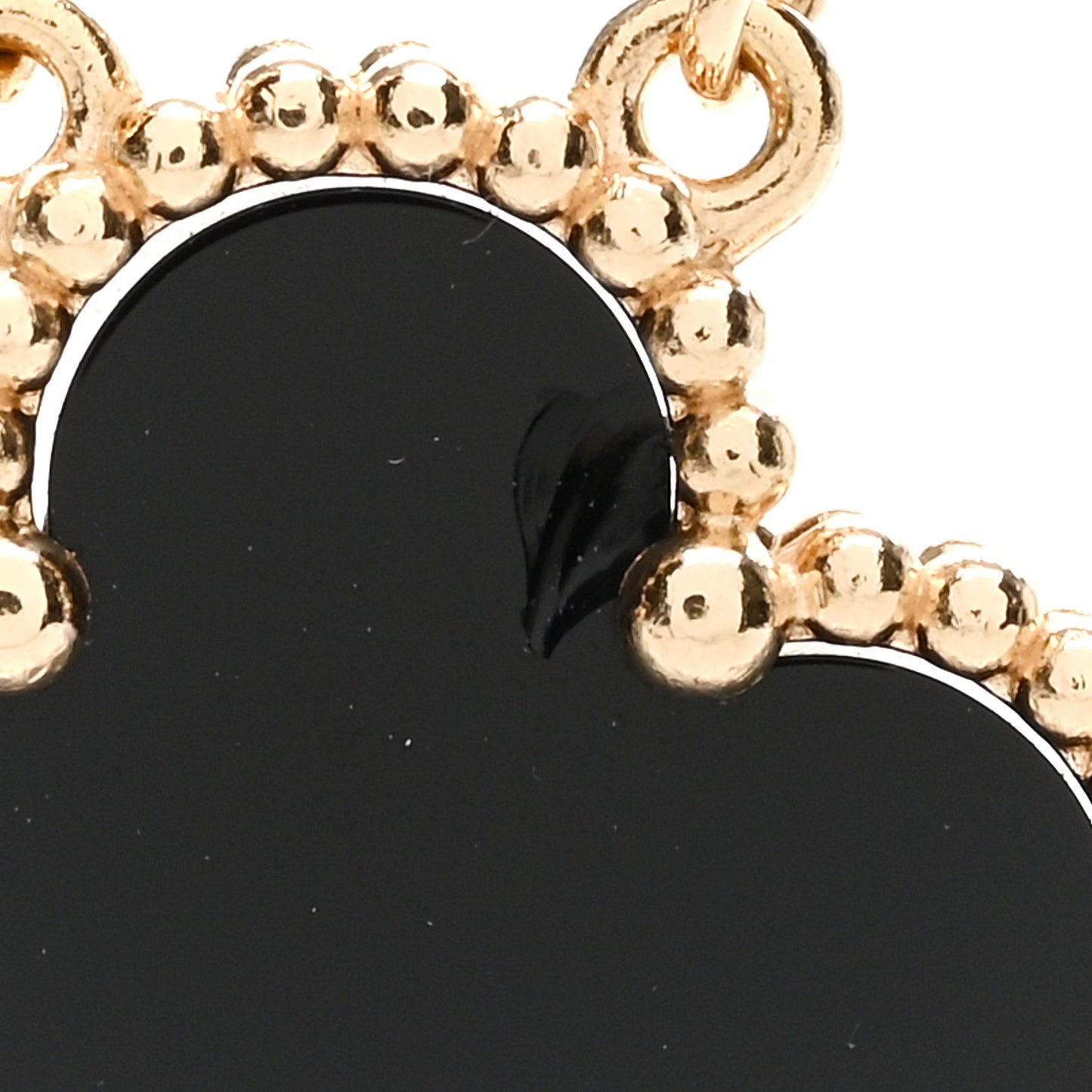 18K Yellow Gold Black Onyx Vintage Alhambra Pendant Necklace