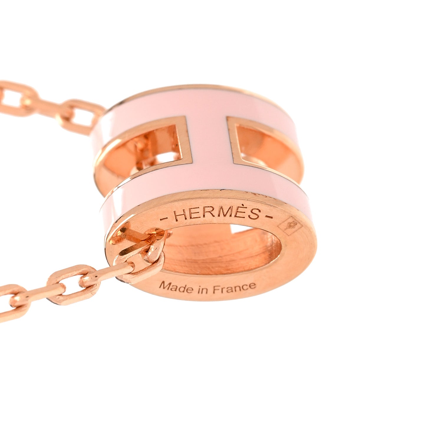 Lacquered Rose Gold Mini Pop H Pendant Necklace Rose Dragee