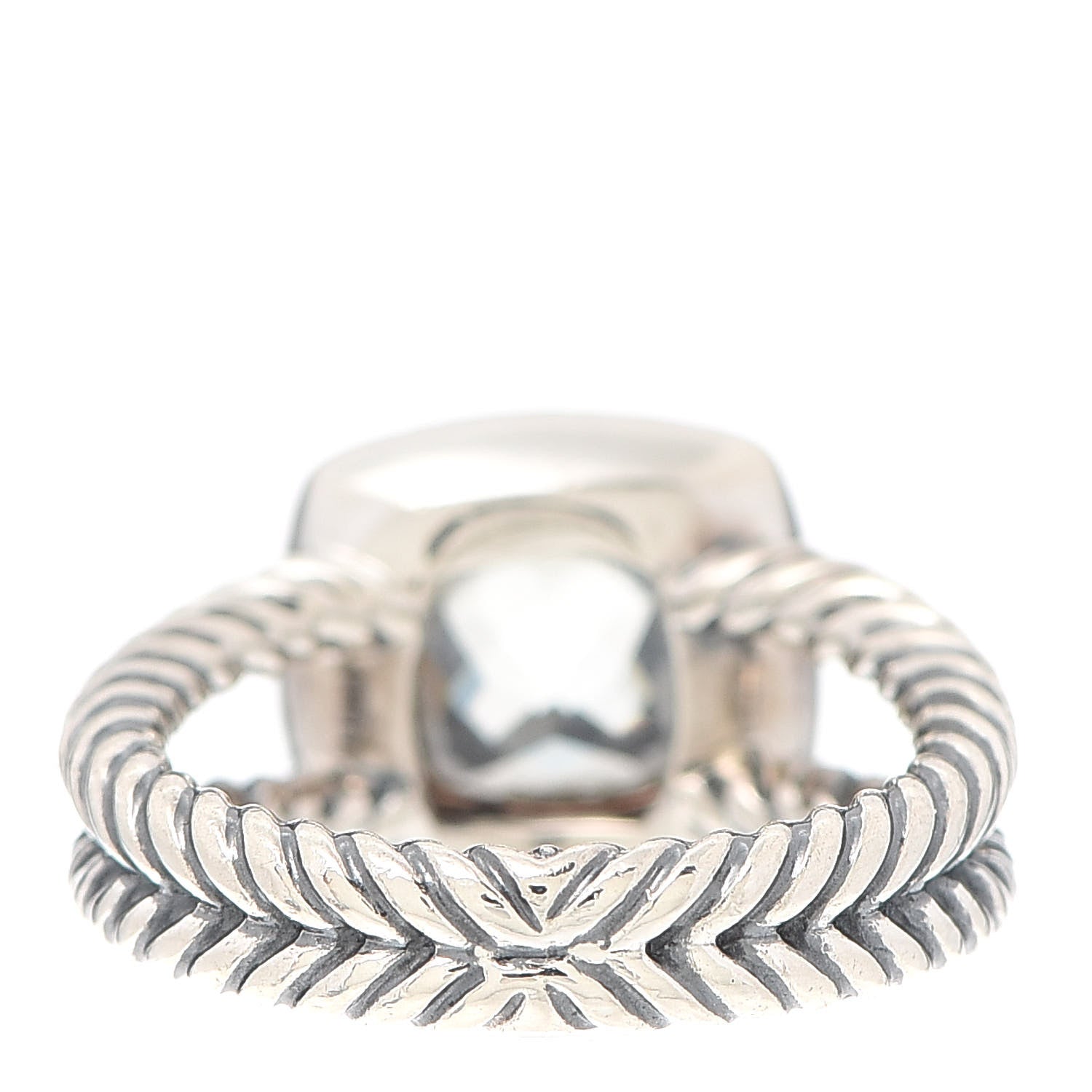 David Yurman Sterling Silver Diamond Prasiolite 7mm Petite Albion Ring 50 5.25 3 of 4