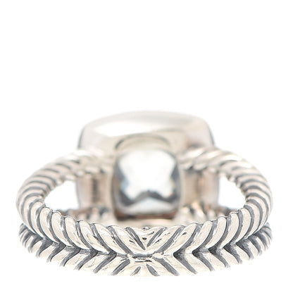 David Yurman Sterling Silver Diamond Prasiolite 7mm Petite Albion Ring 50 5.25 3 of 4