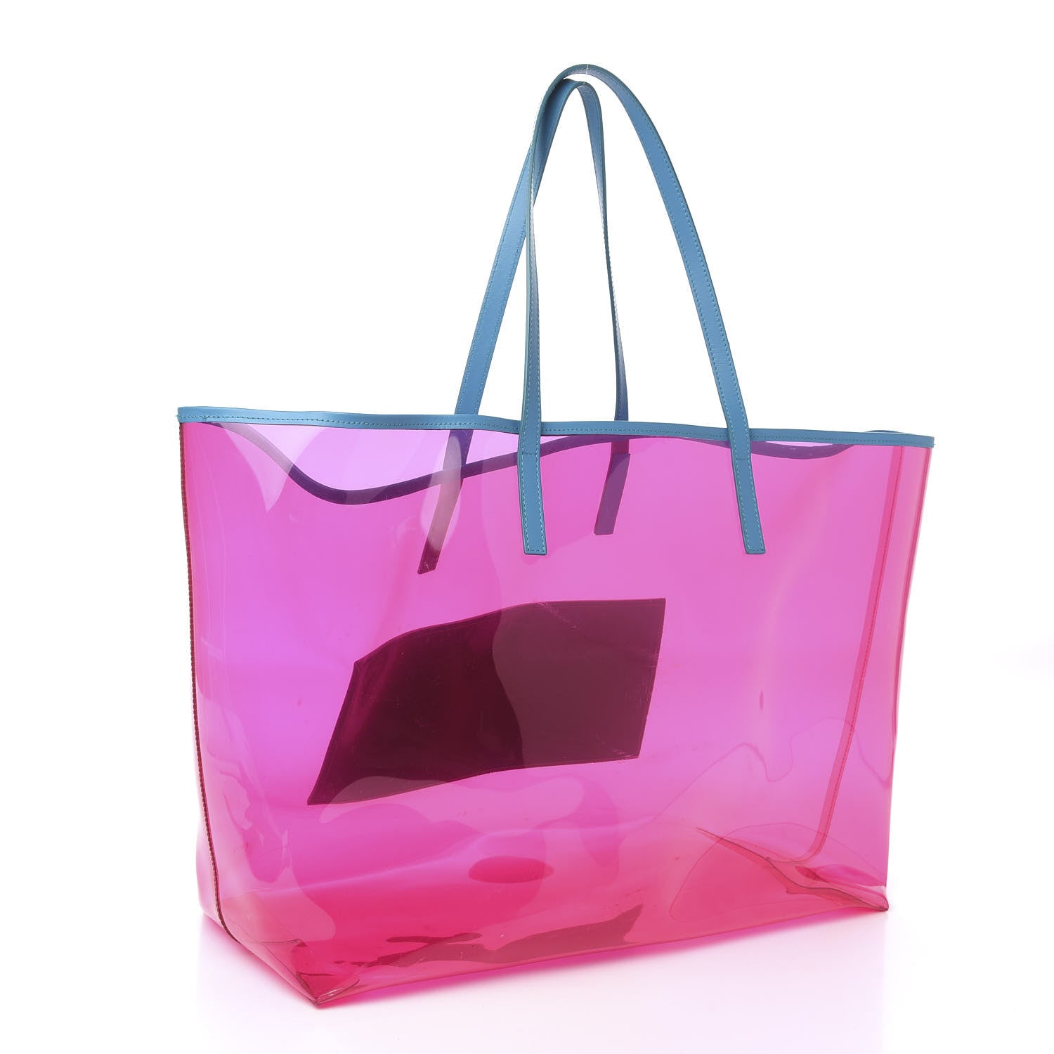Versace Vinyl Calfskin 90s Logo Tote Pink Blue 2 of 7