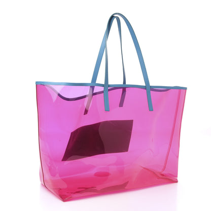Versace Vinyl Calfskin 90s Logo Tote Pink Blue 2 of 7