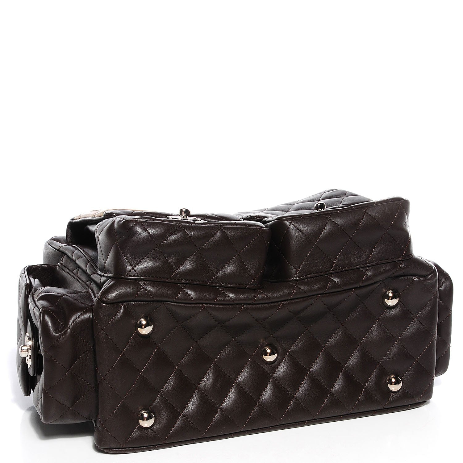 Chanel Calfskin Quilted Large Cambon Multipocket Reporter Brown Beige 4 of 8