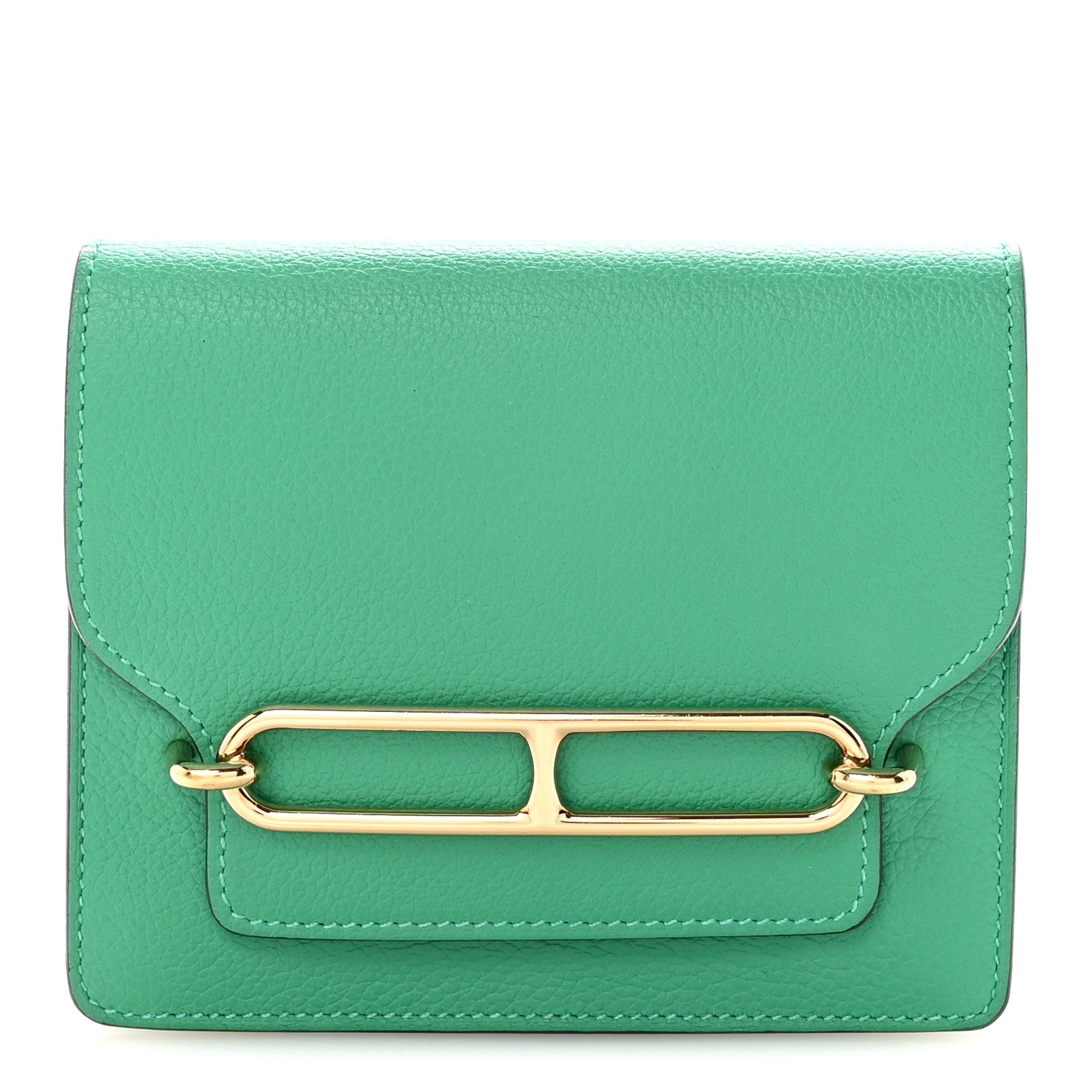 Hermes Evercolor Bi-Color Roulis Slim Wallet Menthe Vert Bosphore 1 of 8