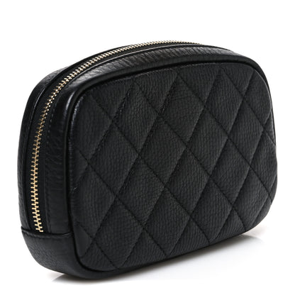 Chanel Caviar Quilted Small Curvy Pouch Cosmetic Case Black 3 of 7