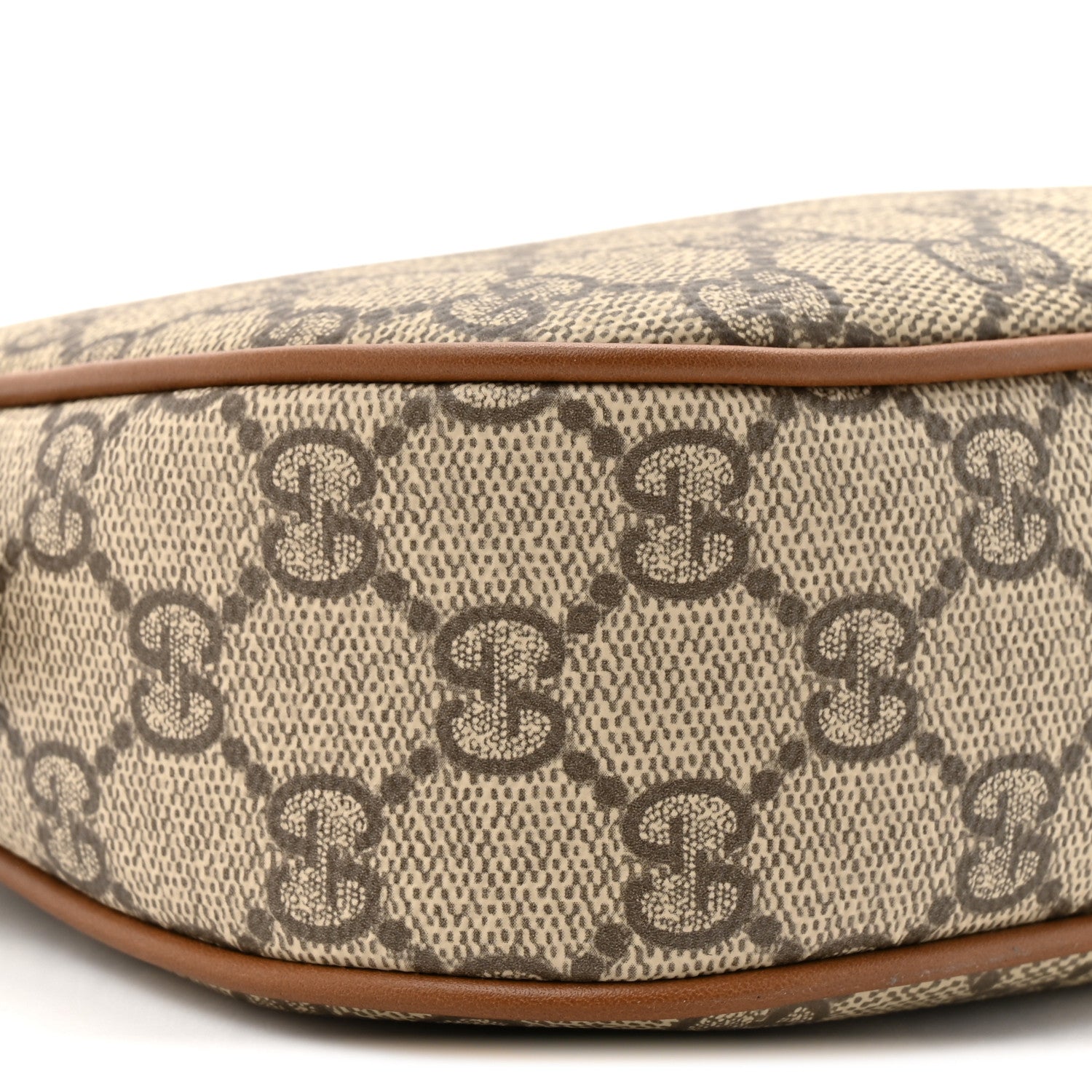 Gucci GG Supreme Monogram Textured Calfskin Small Emblem Shoulder Bag Beige Dark Brown 9 of 9