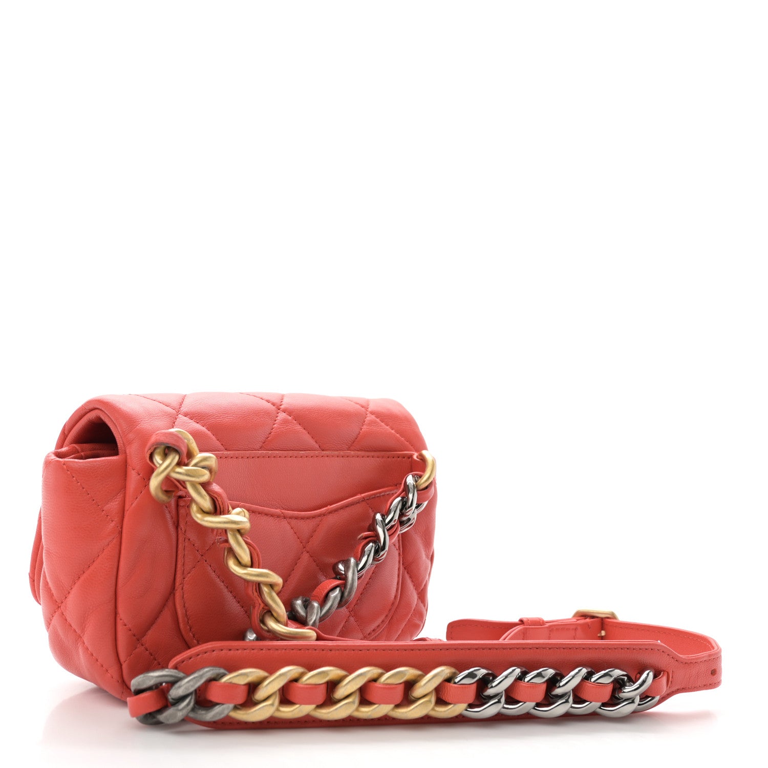 Chanel Goatskin Quilted Chanel 19 Waist Bag Red 3 of 10