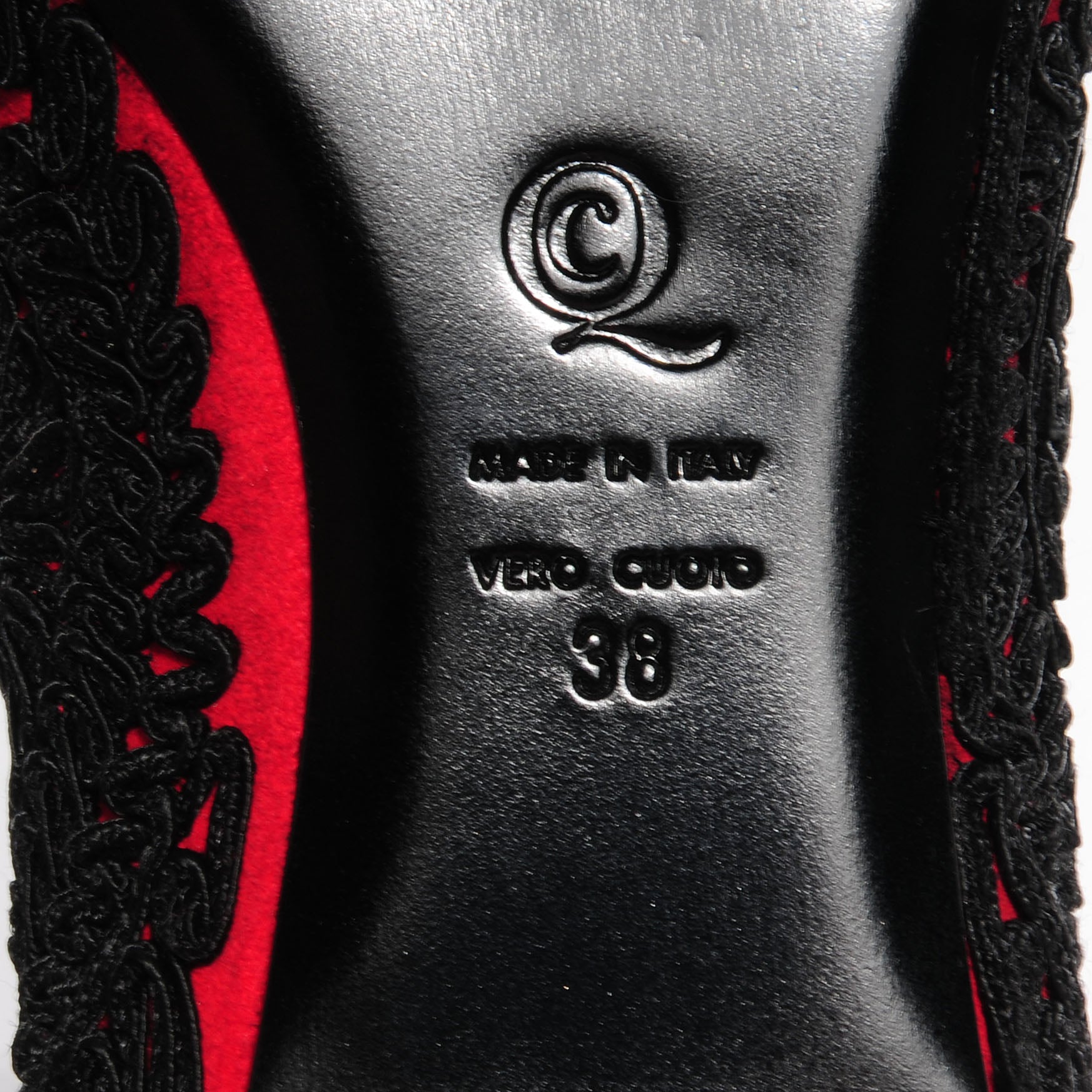 Alexander McQueen Suede Passementerie Smoking Slipper Black Red 38 5 of 7