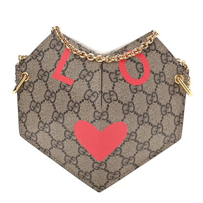 Gucci GG Supreme Monogram Love Heart Valentines Day Mini Padlock Heart Bag Beige Ebony New Geranium 1 of 10