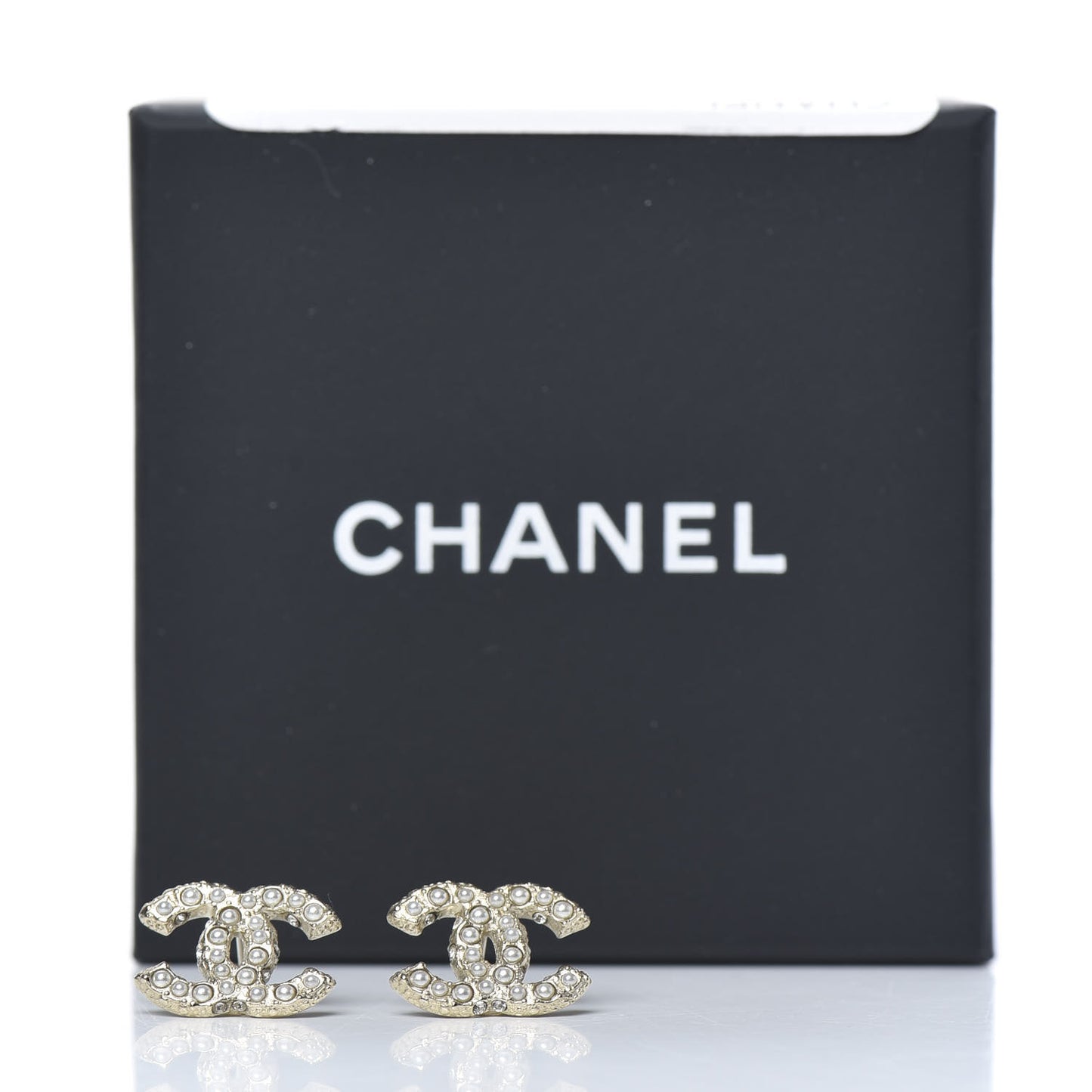 Crystal Pearl CC Earrings Gold