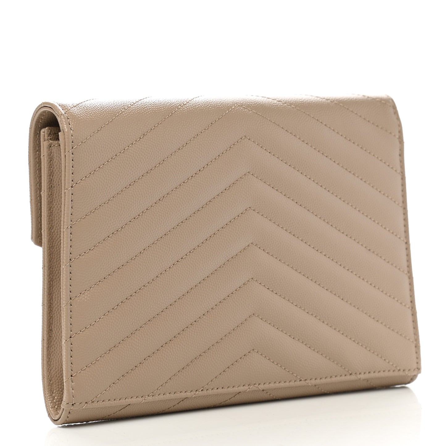 Grain De Poudre Matelasse Chevron Monogram Envelope Clutch Dark Beige