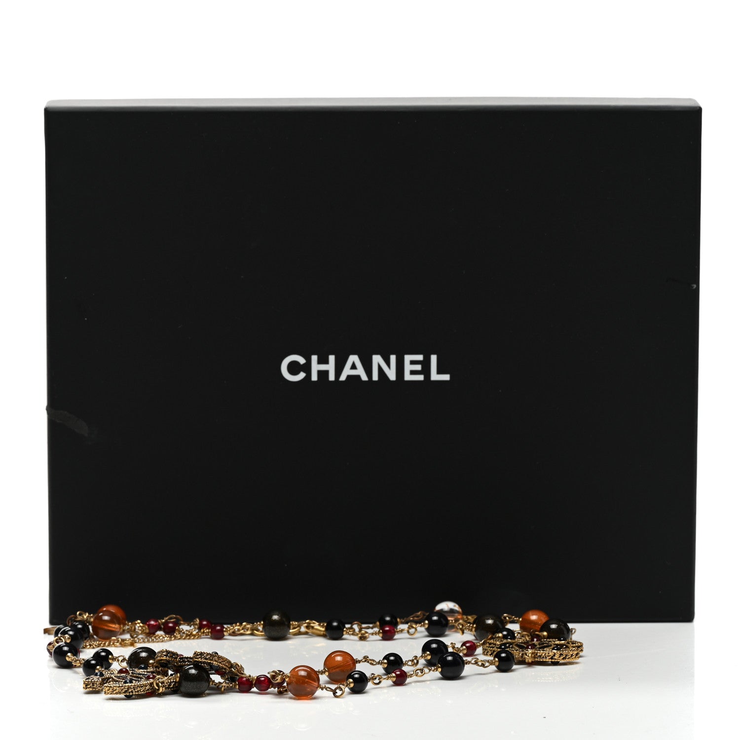 Chanel Gripoix Poured Glass CC Long Necklace Gold Multicolor 6 of 6