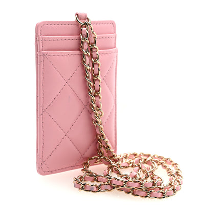 Chanel Lambskin Quilted Chanel Card Holder On Chain Pink 3 of 7