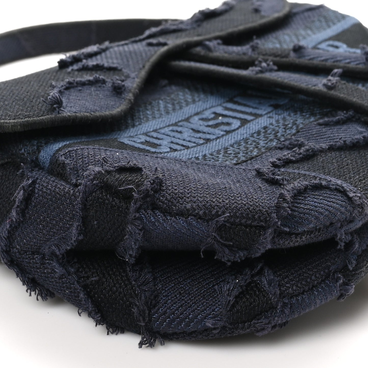 Canvas Embroidered Camouflage Saddle Bag Blue