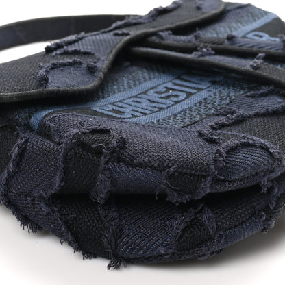Christian Dior Canvas Embroidered Camouflage Saddle Bag Blue 9 of 10