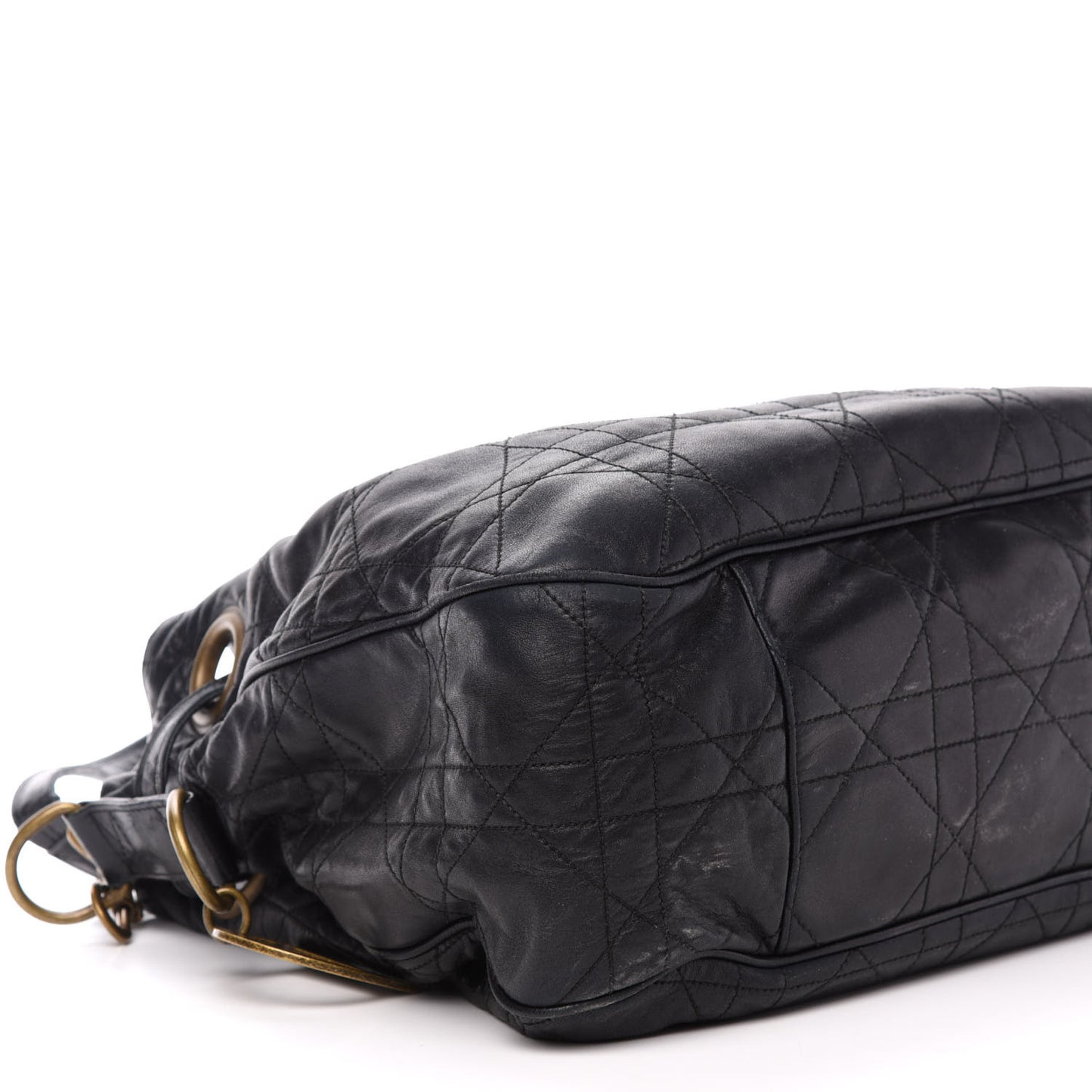 Lambskin Cannage Drawstring Bag Black