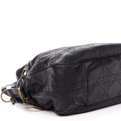 Christian Dior Lambskin Cannage Drawstring Bag Black 12 of 17