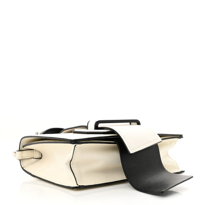 Prada City Calf Plex Ribbon Bag White Black 4 of 12