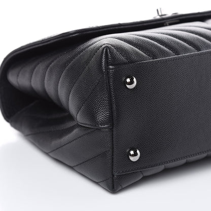 Chanel Caviar Chevron Quilted Small Coco Handle Flap Black 8 of 10
