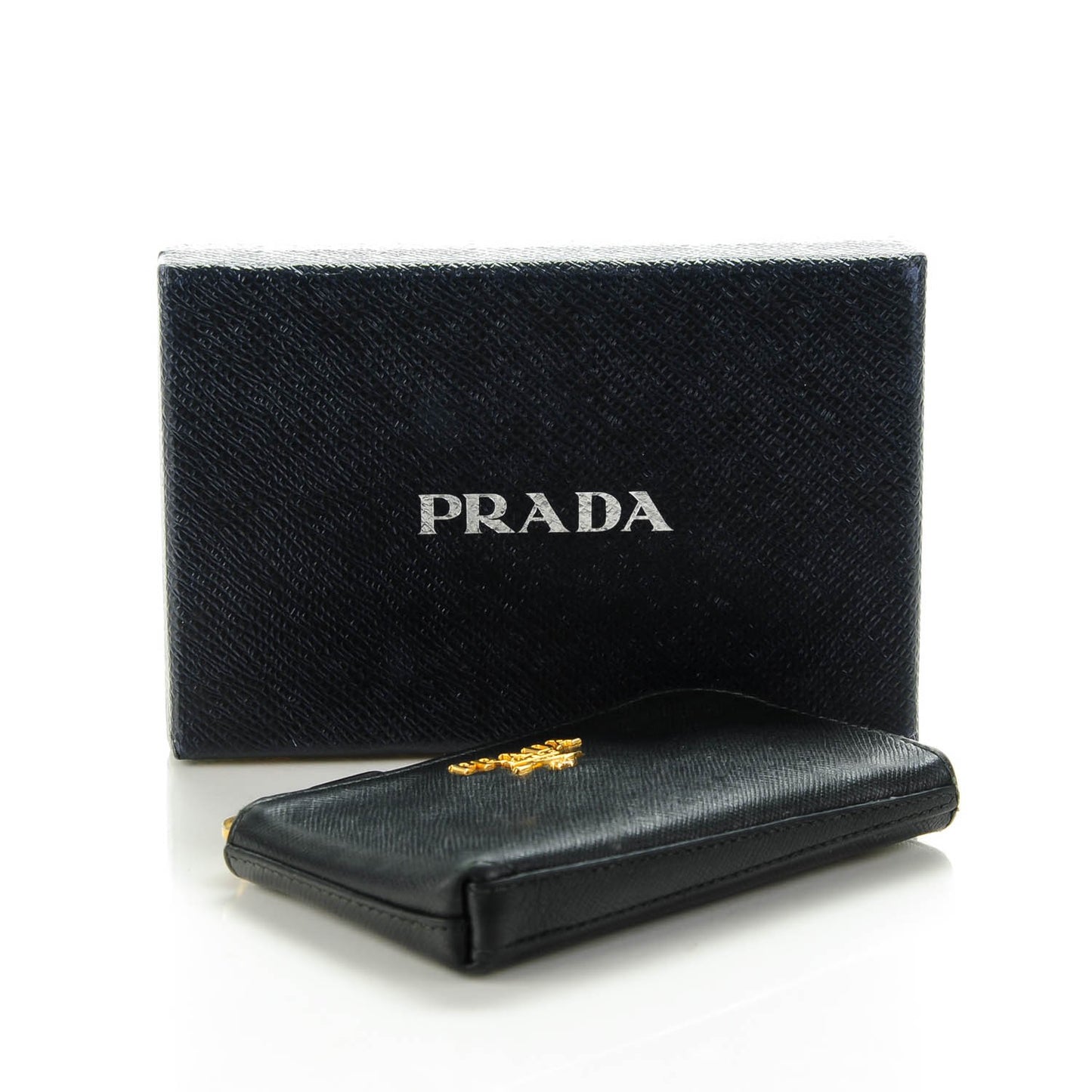 Saffiano Zip Key Pouch Nero Black