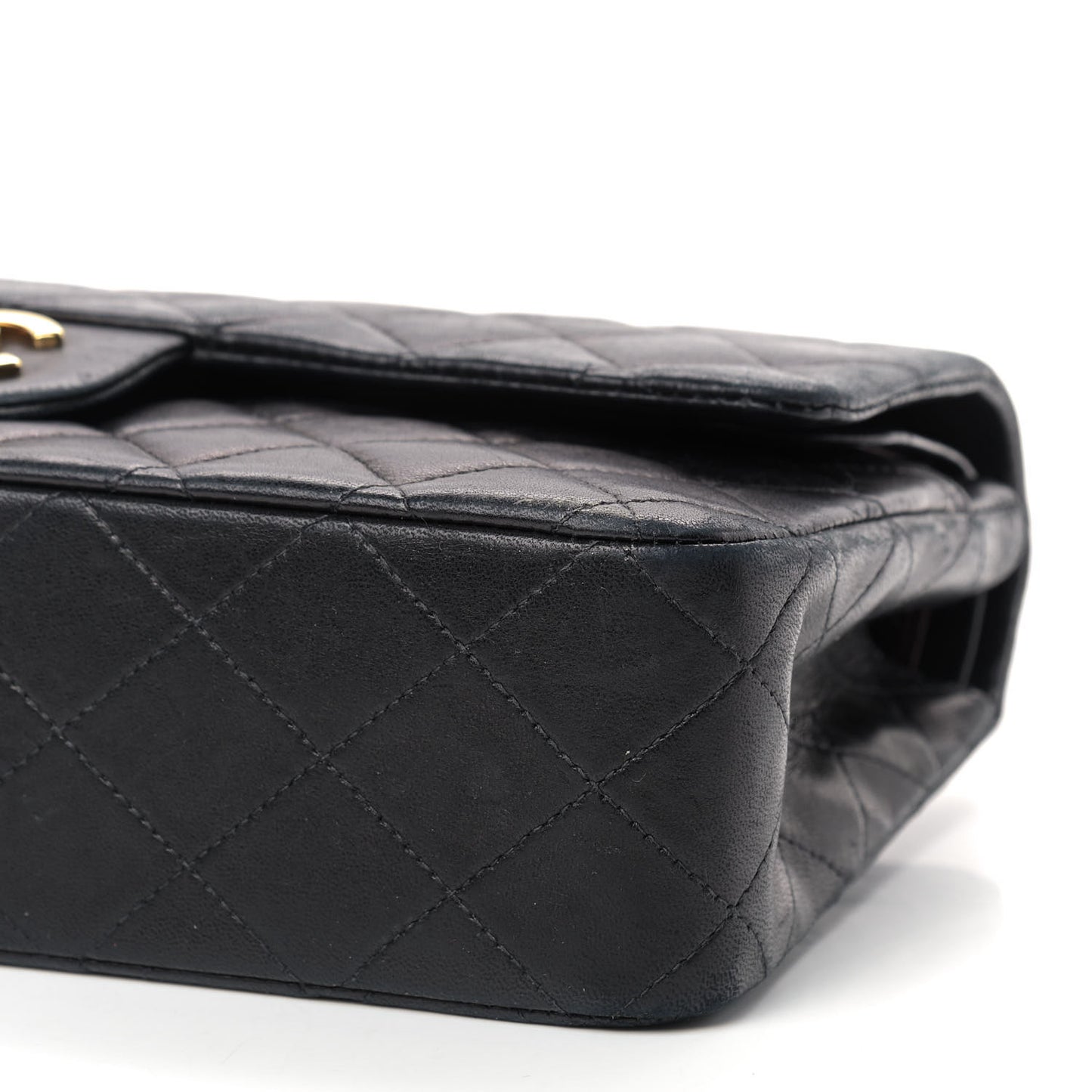 Lambskin Quilted Medium Double Flap Black