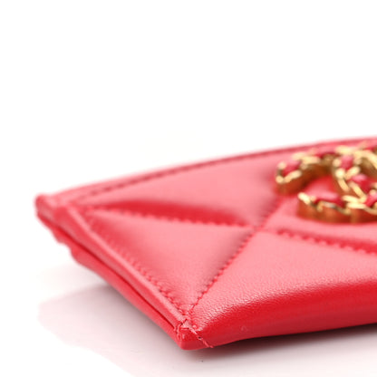 Chanel Lambskin Quilted Chanel 19 Card Holder Red 9 of 11