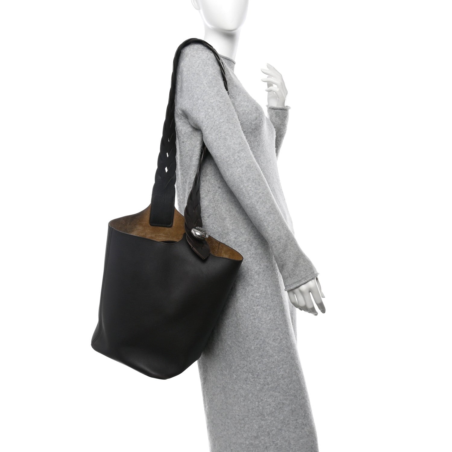 Loewe Smooth Calfskin Braided Medium Large Bucket Bag Dark Brown 2 of 10