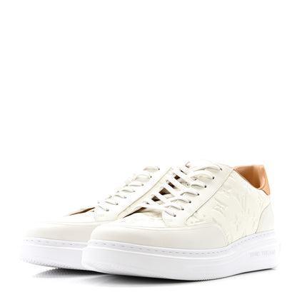Louis Vuitton Grained Calfskin Embossed Monogram Mens Beverly Hills Sneakers 8.5 White 4 of 9