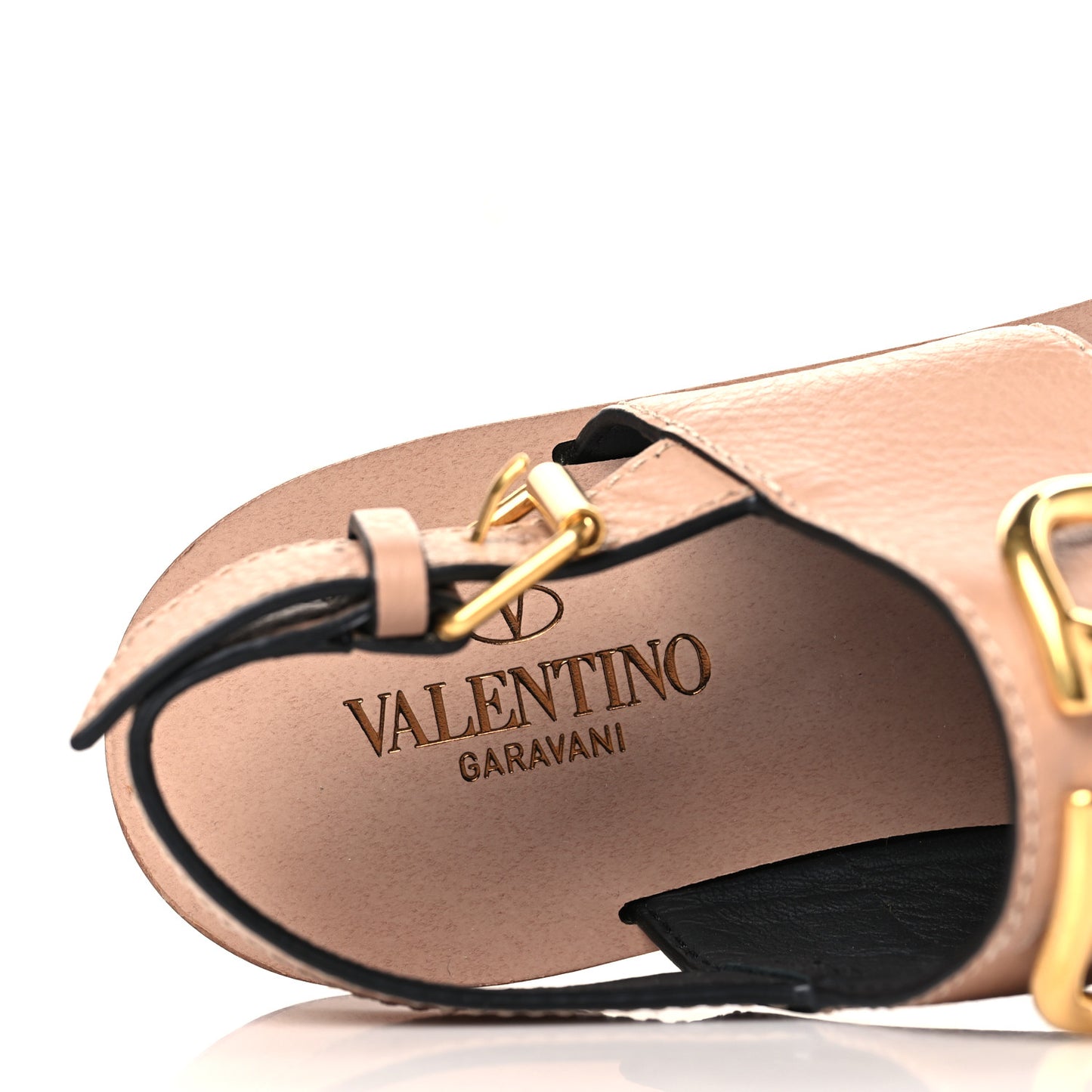 Grainy Cowhide Vlogo Slingback Flat Thong Sandals 35.5 Rose Cannelle