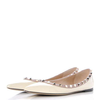 Valentino Garavani Patent Rockstud Ballerina Flats 39.5 Ivory Poudre 3 of 12