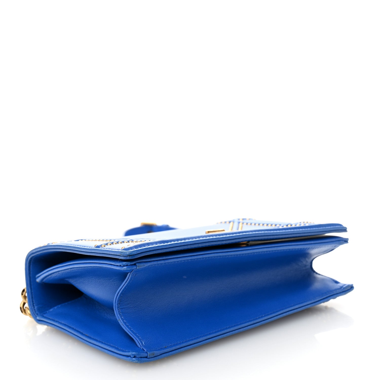 Christian Dior Lambskin Studded Medium Diorama Flap Bag Blue 4 of 12