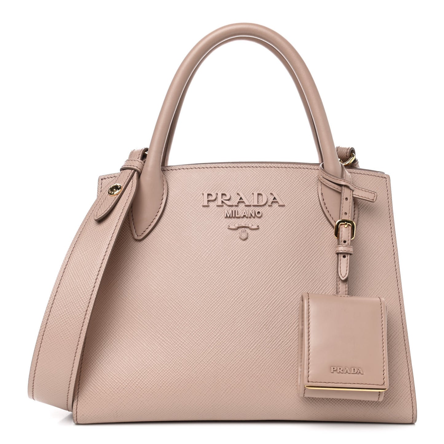 Saffiano Cuir Calfskin Small Monochrome Top Handle Tote Cipria