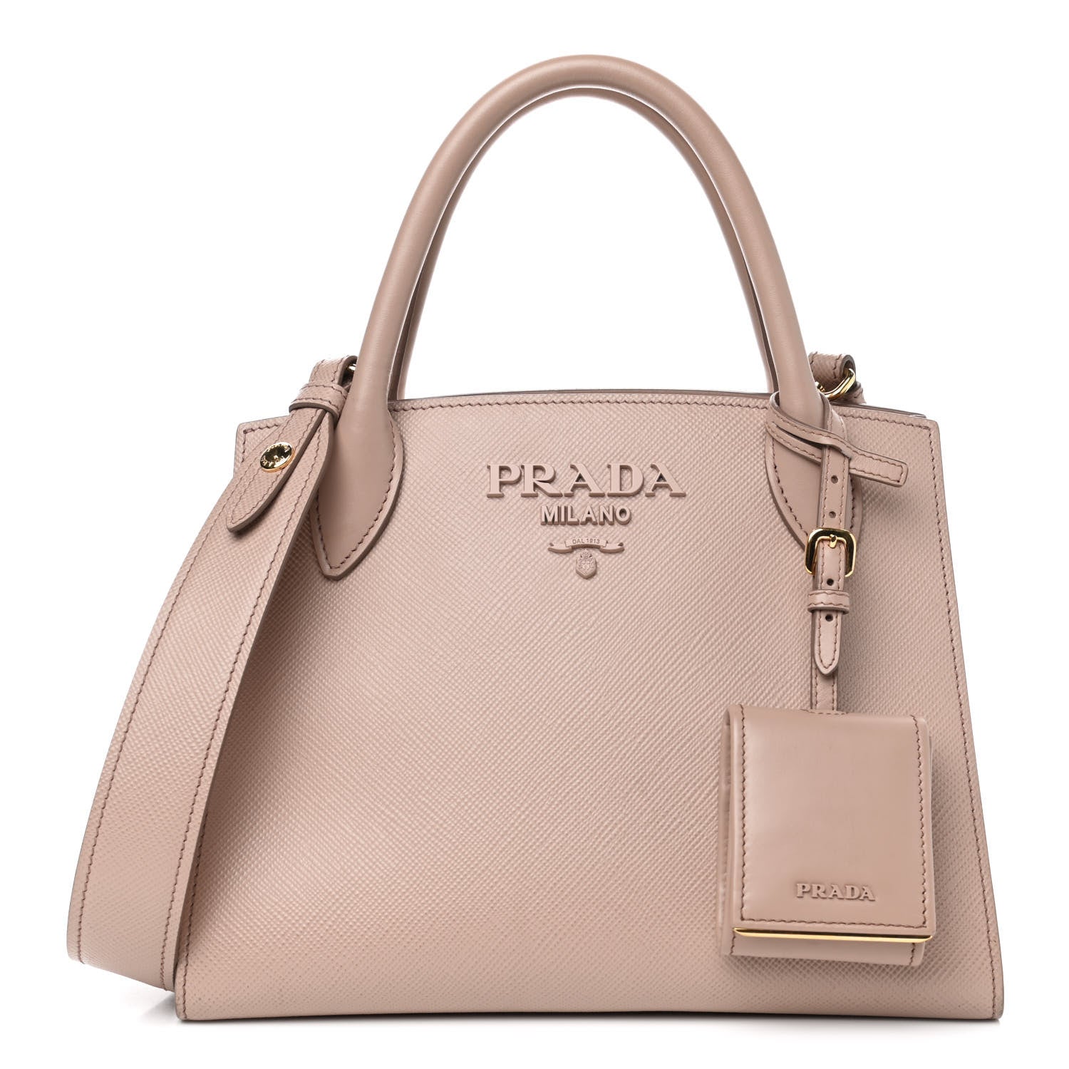 Prada Saffiano Cuir Calfskin Small Monochrome Top Handle Tote Cipria 1 of 11