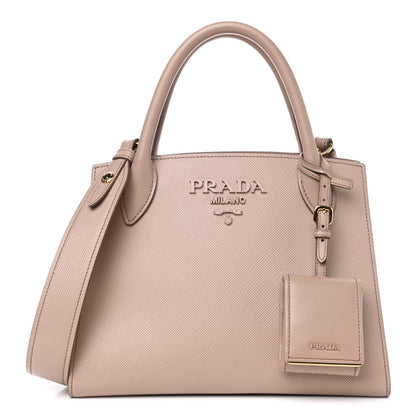 Prada Saffiano Cuir Calfskin Small Monochrome Top Handle Tote Cipria 1 of 11