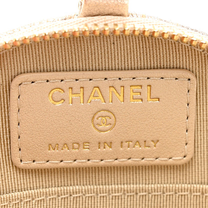 Chanel Metallic Lambskin Quilted Round Clip On Coin Purse Gold 6 of 8
