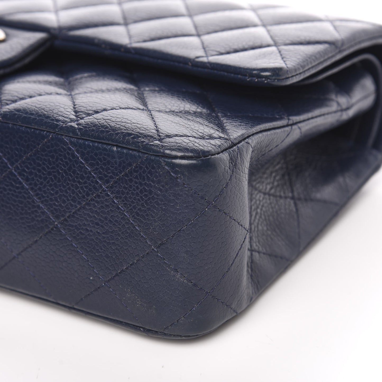 Caviar Quilted Medium Double Flap Navy