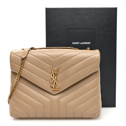 Saint Laurent Calfskin Y Quilted Monogram Medium Loulou Chain Satchel Natural Tan 10 of 10
