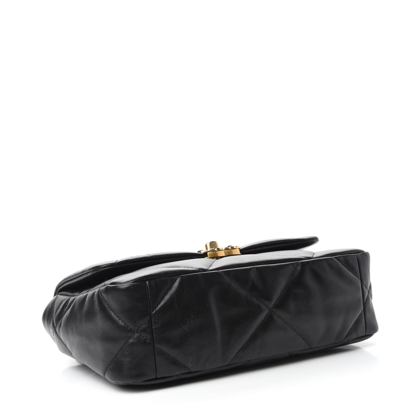 Shiny Goatskin Quilted Medium Chanel 19 Flap Black