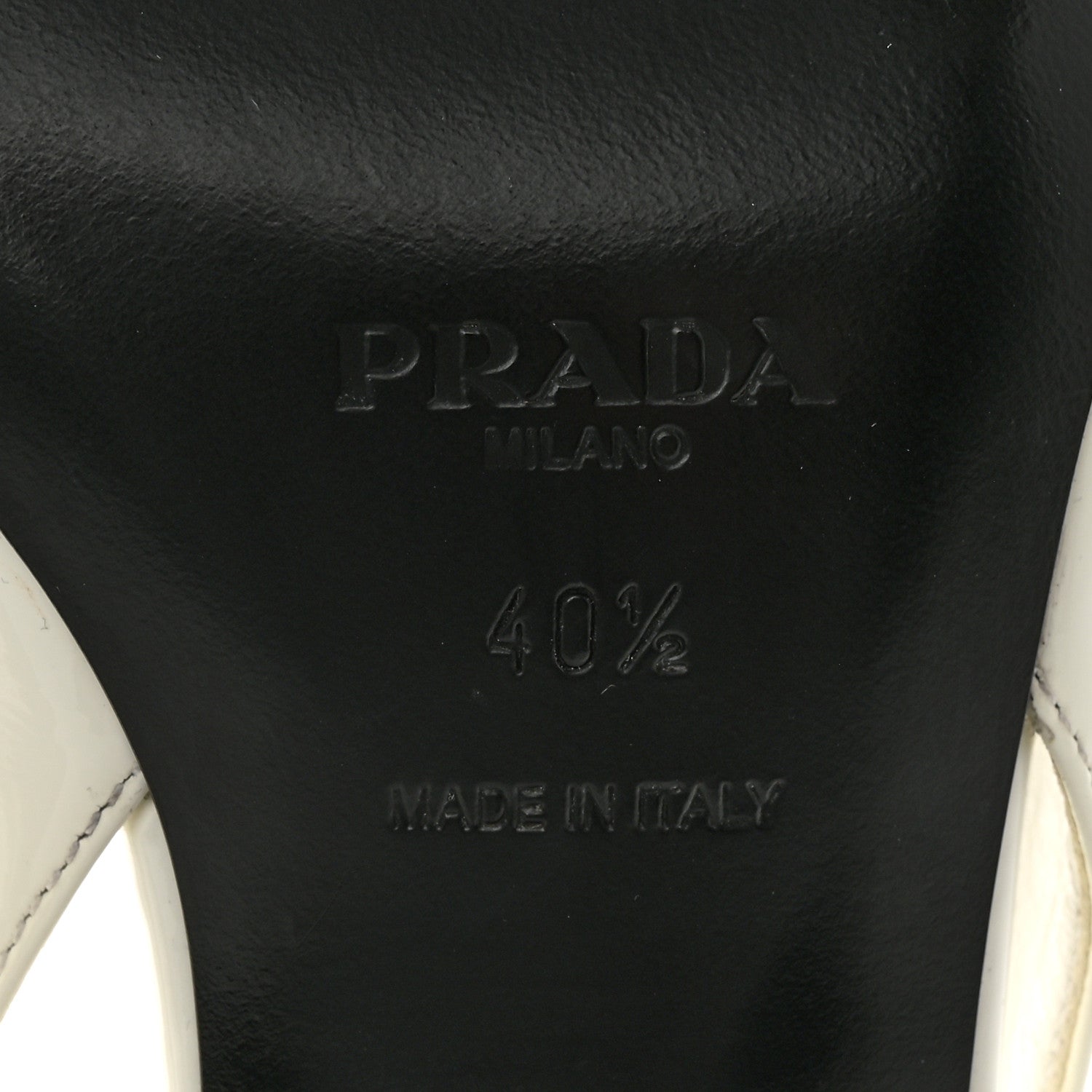 Prada Patent Calfskin Logo Pointed Toe Slingback Wedges 40.5 White 6 of 15