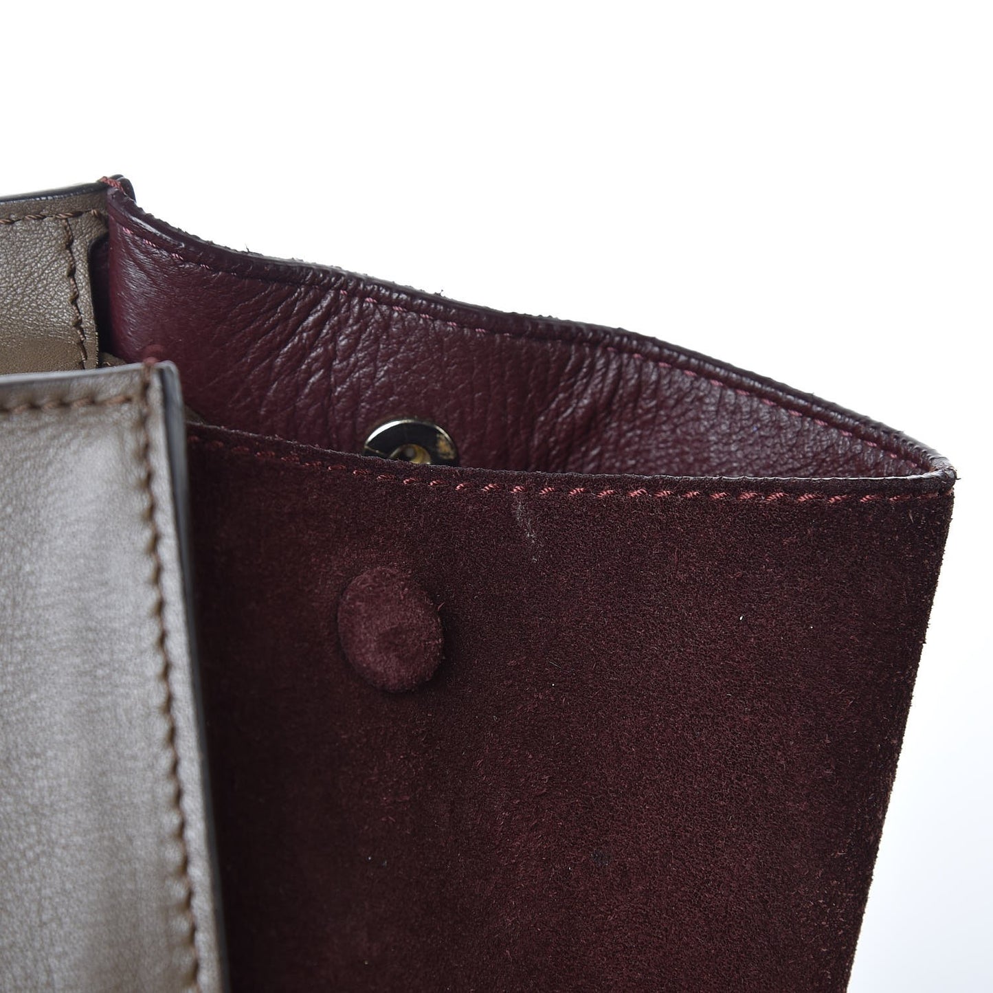 Smooth Calfskin Suede Medium Tri-Color Trapeze Burgundy
