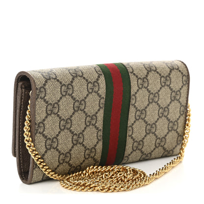 Gucci GG Supreme Monogram Web Ophidia Wallet On Chain Brown 3 of 12