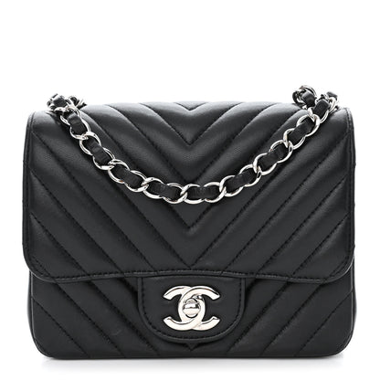 Chanel Lambskin Chevron Quilted Mini Square Flap Black 1 of 11