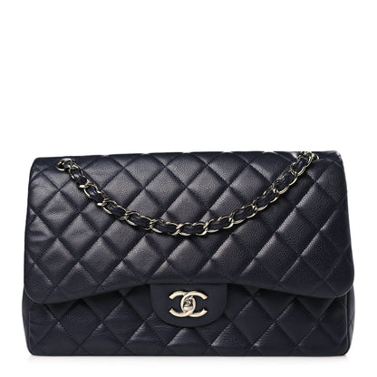 Chanel Caviar Quilted Jumbo Double Flap Navy Blue 1 of 9