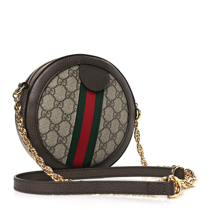 Gucci GG Supreme Monogram Web Mini Ophidia Round Shoulder Bag Brown 3 of 10