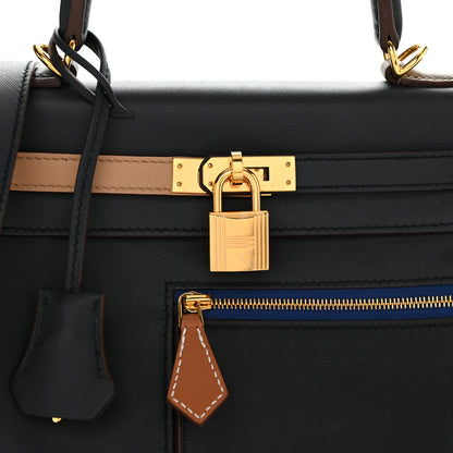 Hermes Swift Colormatic Kelly Retourne 25 Caban Black Chai Gold Etoupe 8 of 11